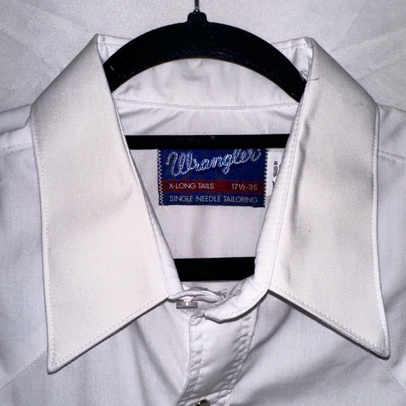 Wrangler Vintage Shirt Men XL 17 1/2-35 X-Long Tails White Pearl Snap - Picture 3 of 11